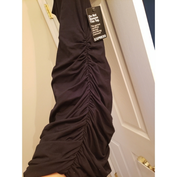 Express ruched Slash Neck Sheath Dress - Picture 4 of 7